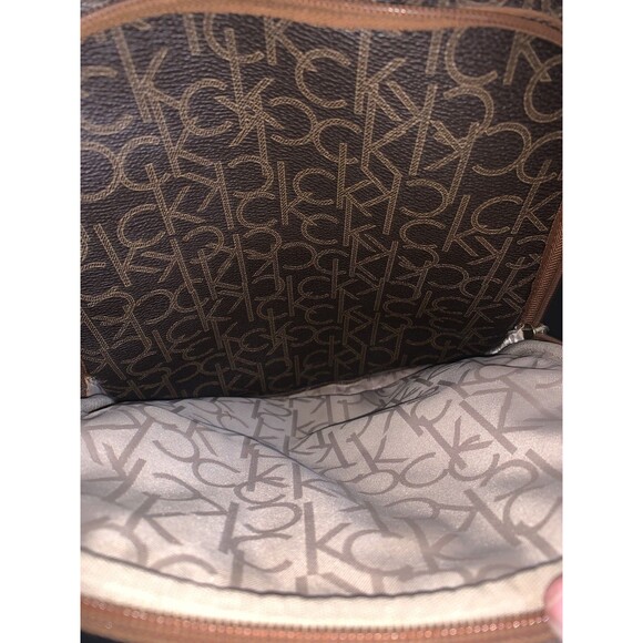 Calvin Klein CK Signature Logo Large BACKPACK, Dark Brown With Tan CK Logos - Picture 3 of 10